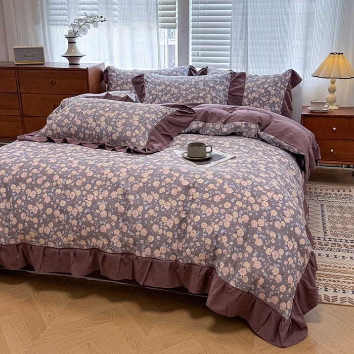 91家纺网 家纺一手货源 找家纺 芯贝儿 2025新款加厚原m有氧云感m提花四件套 花海