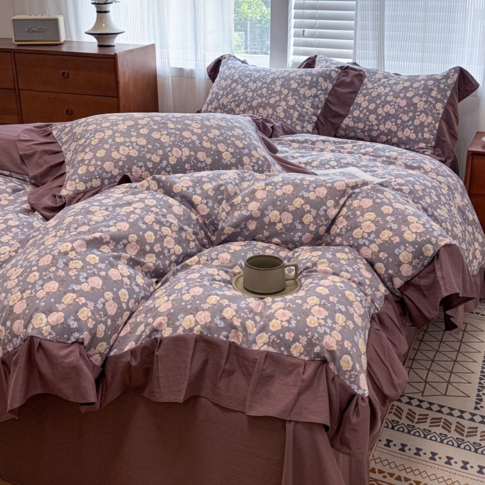 91家纺网 家纺一手货源 找家纺 芯贝儿 2025新款加厚原m有氧云感m提花四件套 花海