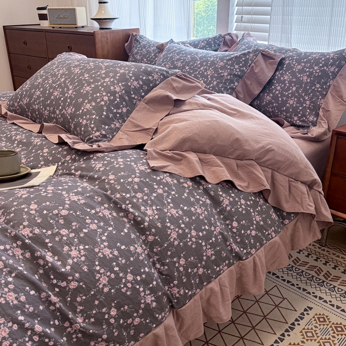 91家纺网 家纺一手货源 找家纺 芯贝儿 2025新款加厚原m有氧云感m提花四件套 花田浪漫