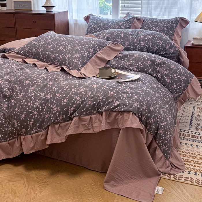 91家纺网 家纺一手货源 找家纺 芯贝儿 2025新款加厚原m有氧云感m提花四件套 花田浪漫