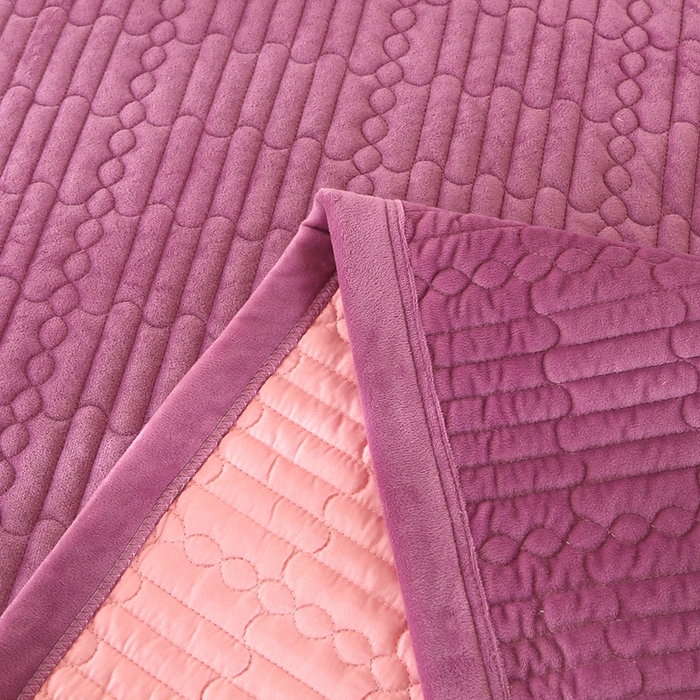 91家纺网 家纺一手货源 找家纺 栩裕纺织 2025新款宝宝绒夹棉单床盖-直边款 紫色