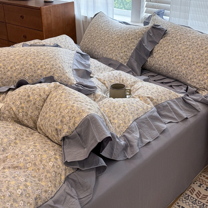 91家纺网 家纺一手货源 找家纺 芯贝儿 2025新款加厚原m有氧云感m提花四件套 花漾