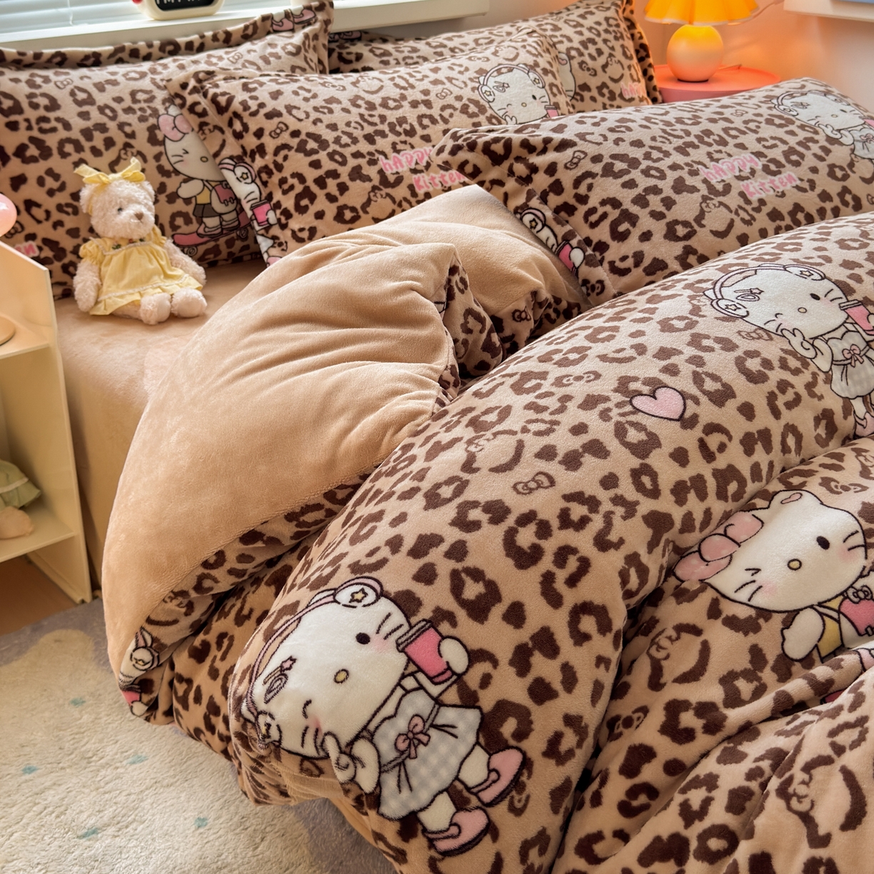 91家纺网 家纺一手货源 找家纺 （总）铭宣 2025新款高克重牛奶绒印花保暖四件套床单床笠单被套款