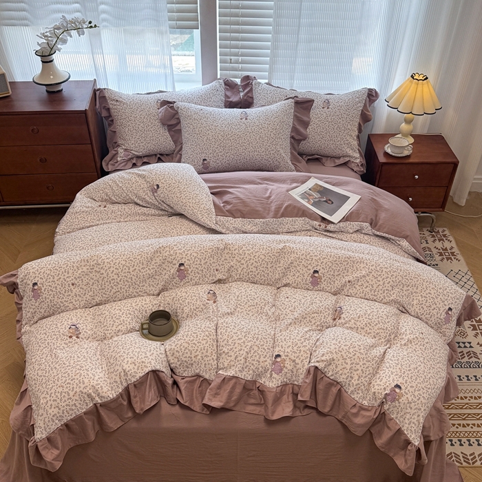 91家纺网 家纺一手货源 找家纺 芯贝儿 2025新款加厚原m有氧云感m提花四件套 可爱女孩