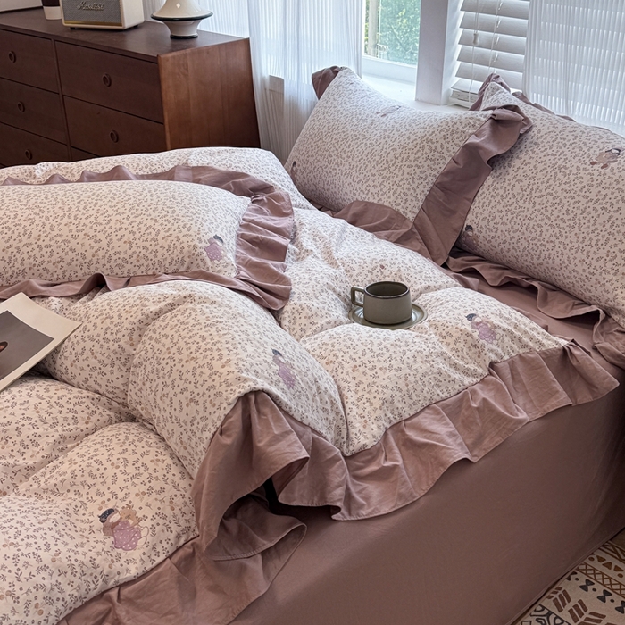 91家纺网 家纺一手货源 找家纺 芯贝儿 2025新款加厚原m有氧云感m提花四件套 可爱女孩