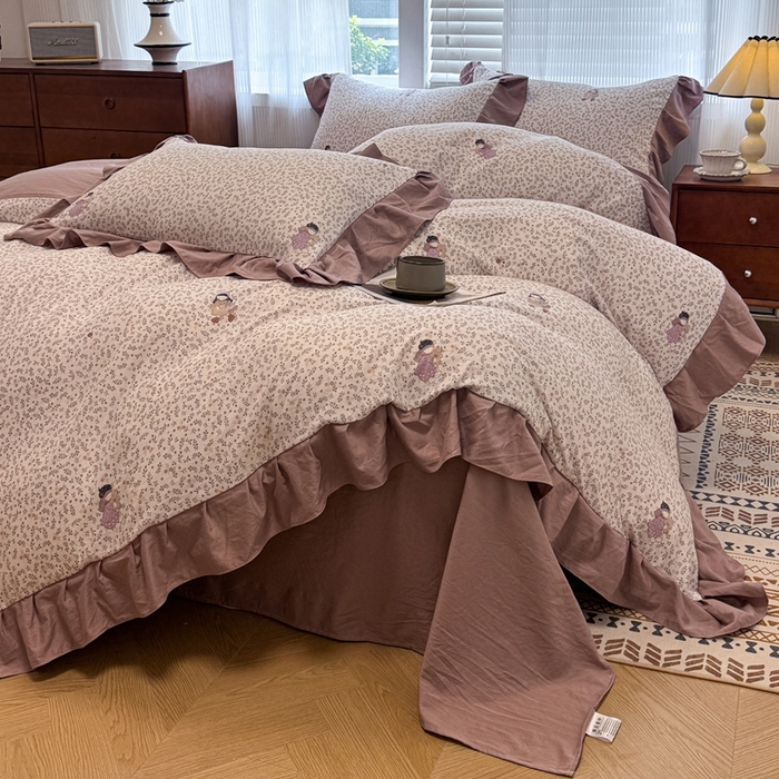 91家纺网 家纺一手货源 找家纺 芯贝儿 2025新款加厚原m有氧云感m提花四件套 可爱女孩