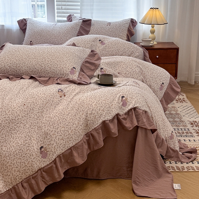 91家纺网 家纺一手货源 找家纺 芯贝儿 2025新款加厚原m有氧云感m提花四件套 可爱女孩