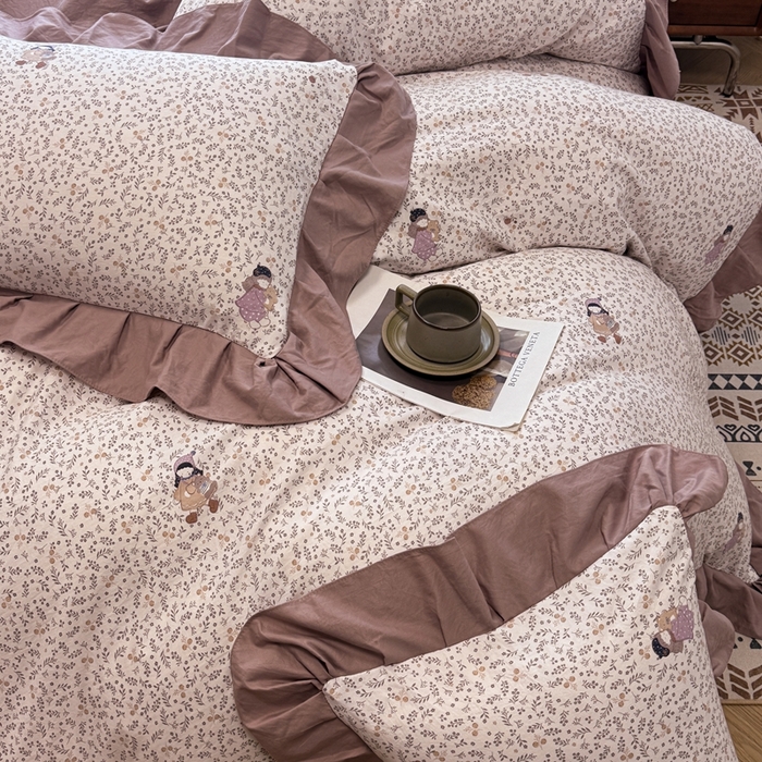 91家纺网 家纺一手货源 找家纺 芯贝儿 2025新款加厚原m有氧云感m提花四件套 可爱女孩