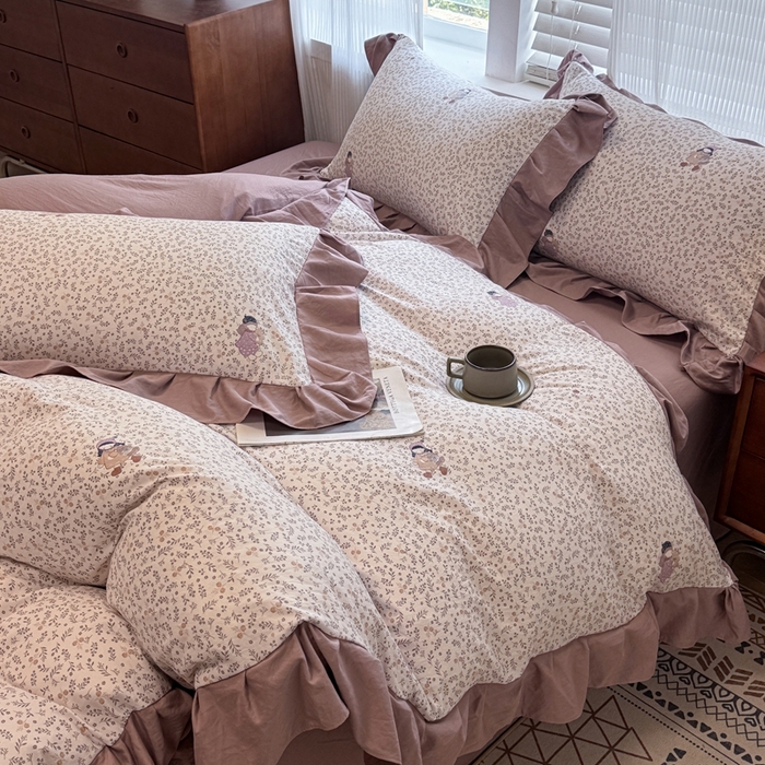 91家纺网 家纺一手货源 找家纺 芯贝儿 2025新款加厚原m有氧云感m提花四件套 可爱女孩