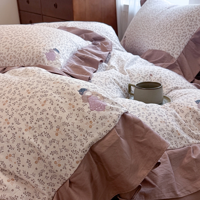 91家纺网 家纺一手货源 找家纺 芯贝儿 2025新款加厚原m有氧云感m提花四件套 可爱女孩