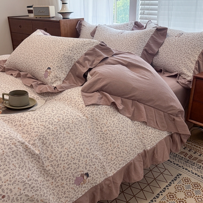 91家纺网 家纺一手货源 找家纺 芯贝儿 2025新款加厚原m有氧云感m提花四件套 可爱女孩