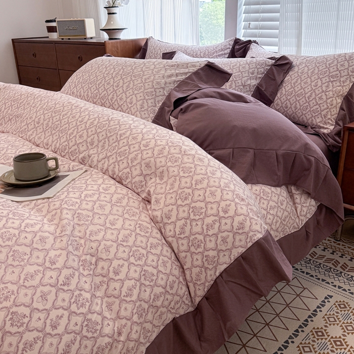 芯贝儿 2025新款加厚原m有氧云感m提花四件套 沁香园紫