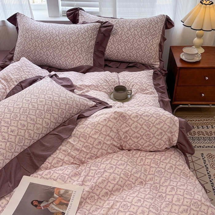 91家纺网 家纺一手货源 找家纺 芯贝儿 2025新款加厚原m有氧云感m提花四件套 沁香园紫