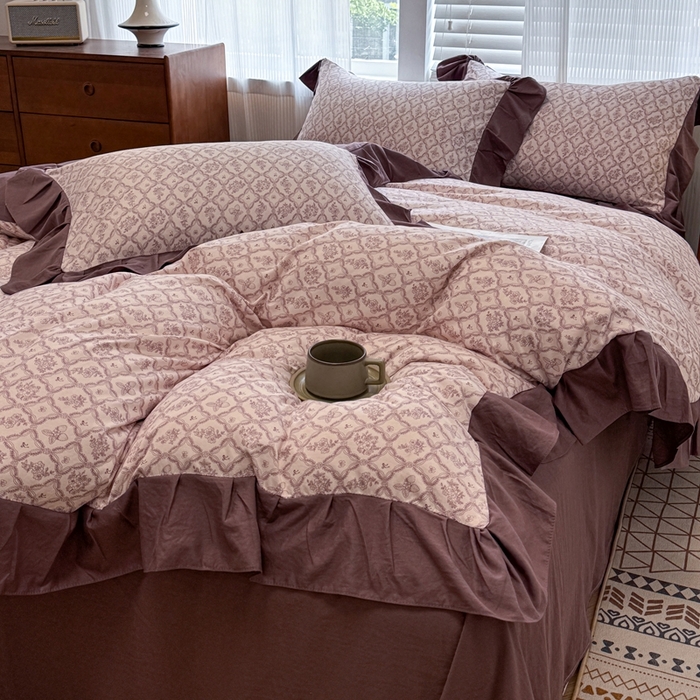 91家纺网 家纺一手货源 找家纺 芯贝儿 2025新款加厚原m有氧云感m提花四件套 沁香园紫