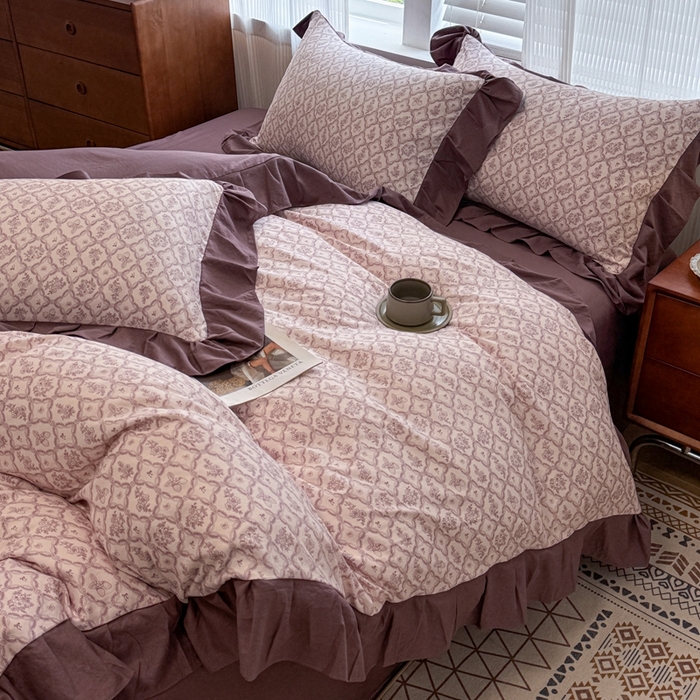 91家纺网 家纺一手货源 找家纺 芯贝儿 2025新款加厚原m有氧云感m提花四件套 沁香园紫