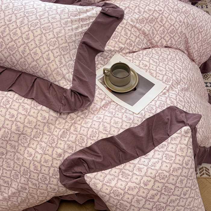 91家纺网 家纺一手货源 找家纺 芯贝儿 2025新款加厚原m有氧云感m提花四件套 沁香园紫