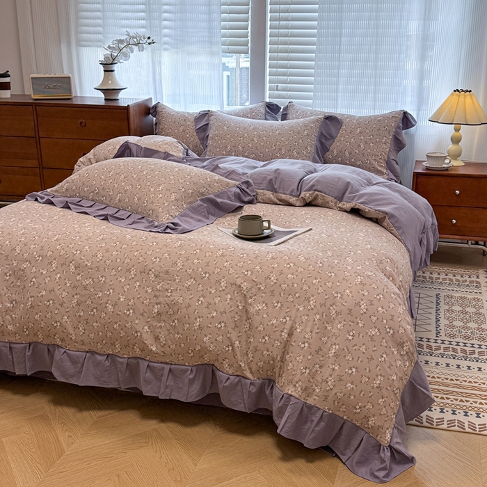 91家纺网 家纺一手货源 找家纺 芯贝儿 2025新款加厚原m有氧云感m提花四件套 啬微花开