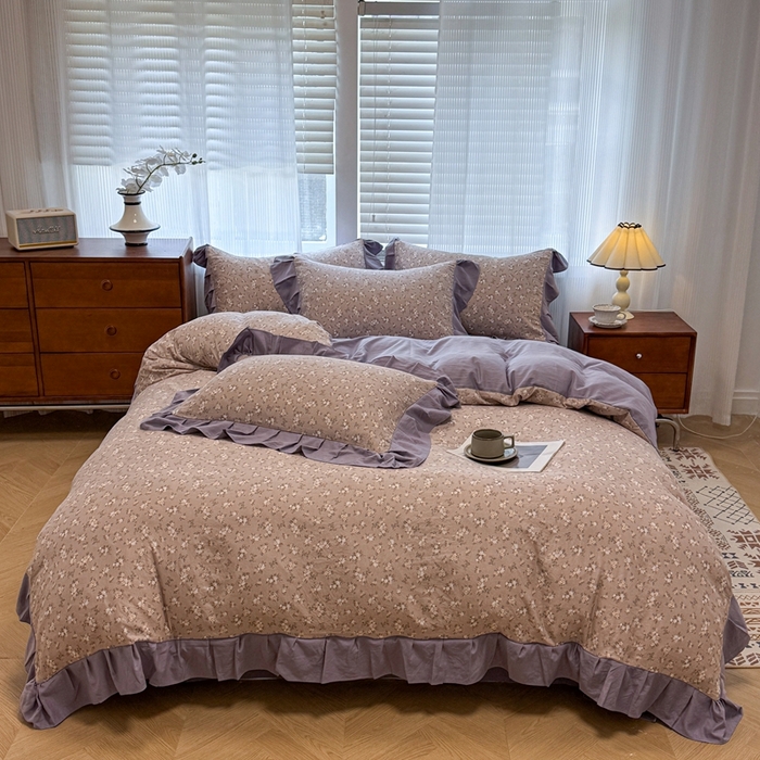 91家纺网 家纺一手货源 找家纺 芯贝儿 2025新款加厚原m有氧云感m提花四件套 啬微花开