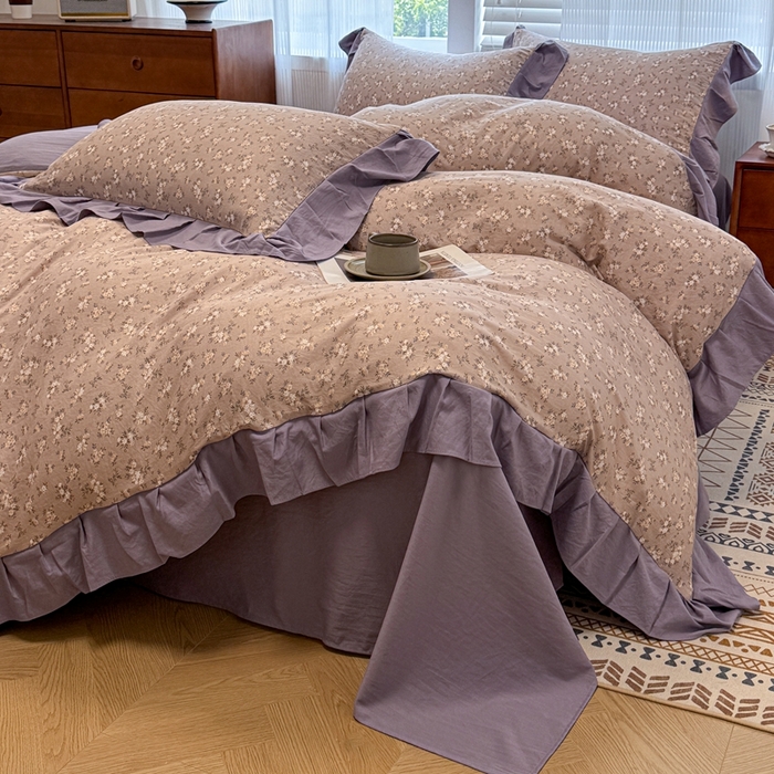 91家纺网 家纺一手货源 找家纺 芯贝儿 2025新款加厚原m有氧云感m提花四件套 啬微花开