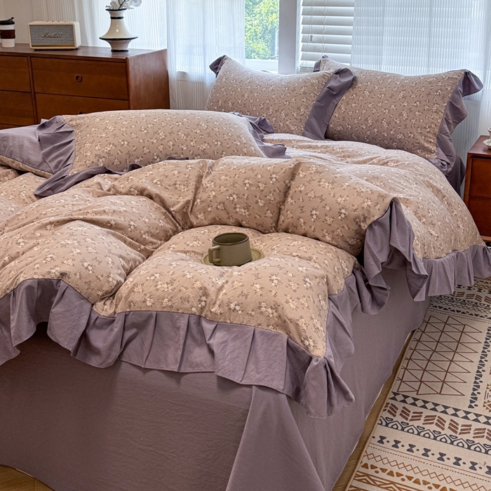 91家纺网 家纺一手货源 找家纺 芯贝儿 2025新款加厚原m有氧云感m提花四件套 啬微花开