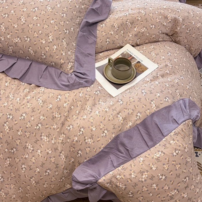 91家纺网 家纺一手货源 找家纺 芯贝儿 2025新款加厚原m有氧云感m提花四件套 啬微花开