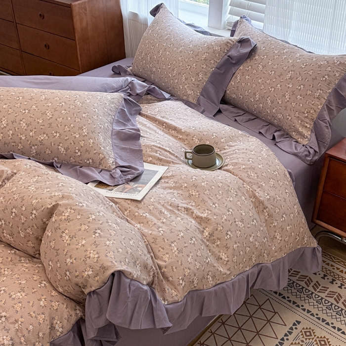 91家纺网 家纺一手货源 找家纺 芯贝儿 2025新款加厚原m有氧云感m提花四件套 啬微花开