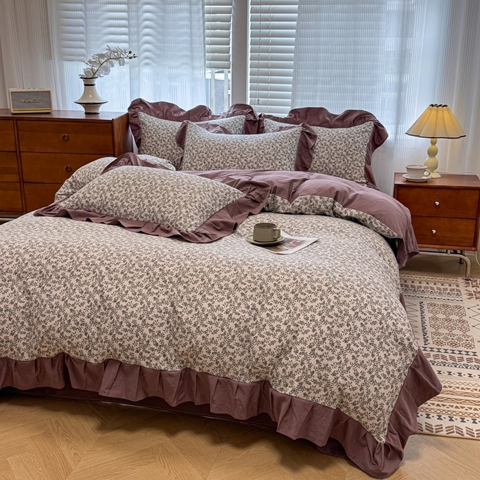 91家纺网 家纺一手货源 找家纺 芯贝儿 2025新款加厚原m有氧云感m提花四件套 庭院春深