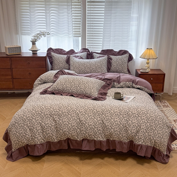 91家纺网 家纺一手货源 找家纺 芯贝儿 2025新款加厚原m有氧云感m提花四件套 庭院春深