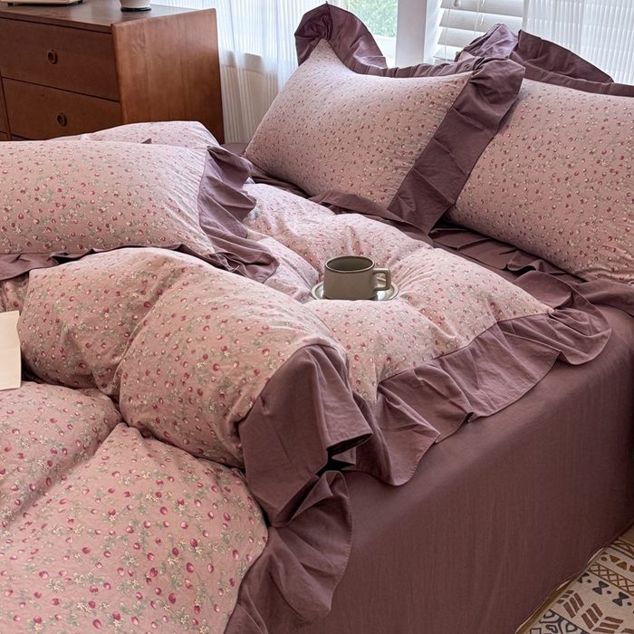 91家纺网 家纺一手货源 找家纺 芯贝儿 2025新款加厚原m有氧云感m提花四件套 樱桃季