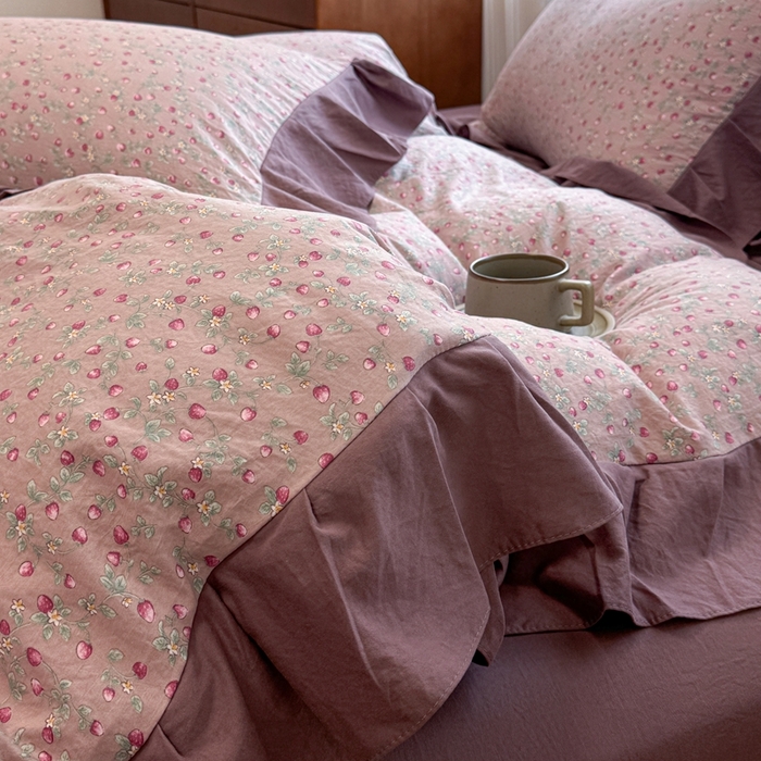 91家纺网 家纺一手货源 找家纺 芯贝儿 2025新款加厚原m有氧云感m提花四件套 樱桃季