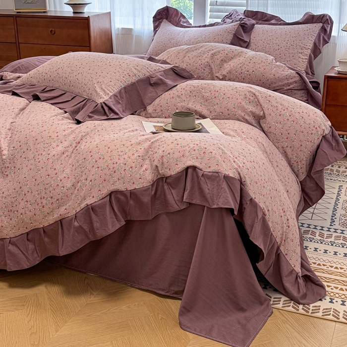 91家纺网 家纺一手货源 找家纺 芯贝儿 2025新款加厚原m有氧云感m提花四件套 樱桃季