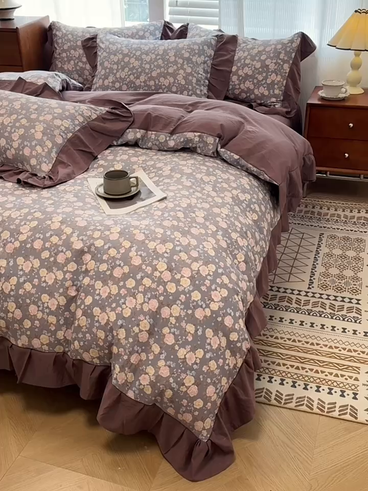 91家纺网 家纺一手货源 找家纺 芯贝儿 2025新款加厚原m有氧云感m提花四件套 花海