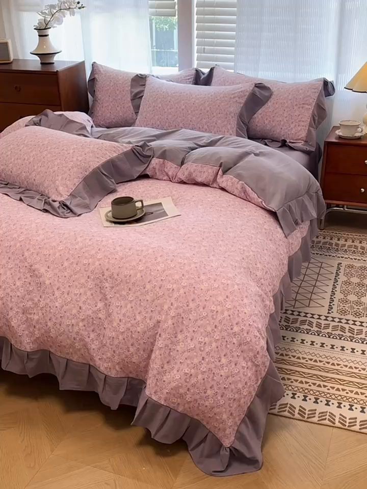 91家纺网 家纺一手货源 找家纺 芯贝儿 2025新款加厚原m有氧云感m提花四件套 秋日记忆