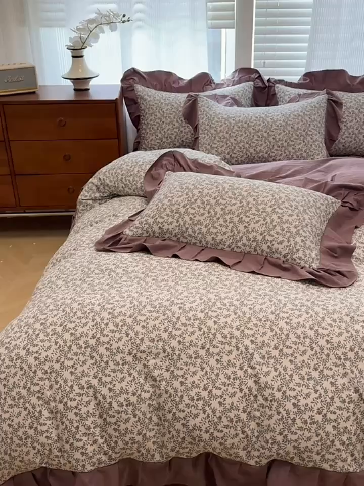 91家纺网 家纺一手货源 找家纺 芯贝儿 2025新款加厚原m有氧云感m提花四件套 庭院春深