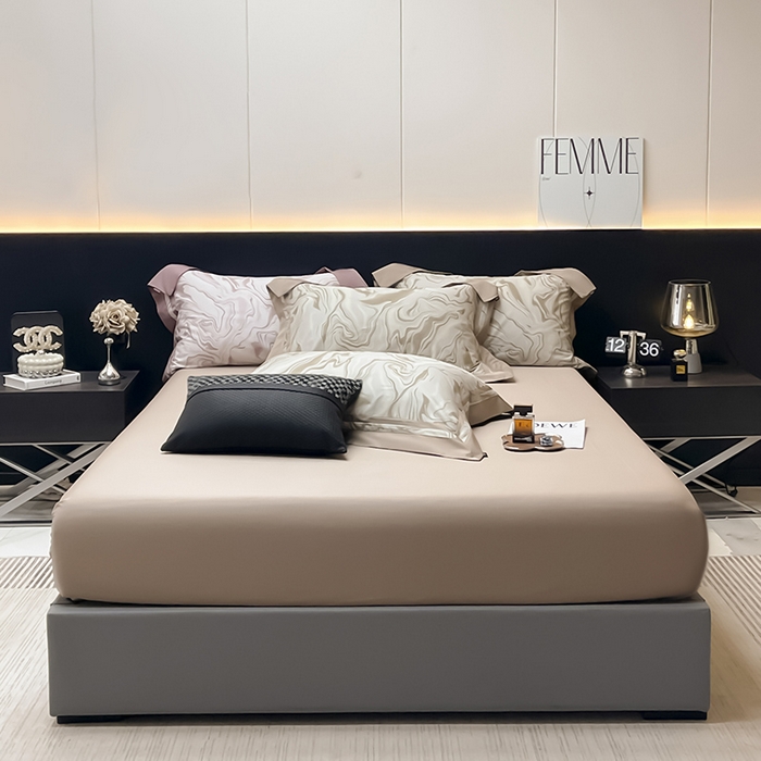 91家纺网 家纺一手货源 找家纺 2025新款直播爆款A类100支长绒棉夹棉床盖床笠四件套全棉纯棉床单加厚高端重工刺绣四季款床上用品 时漫-莉诺咖