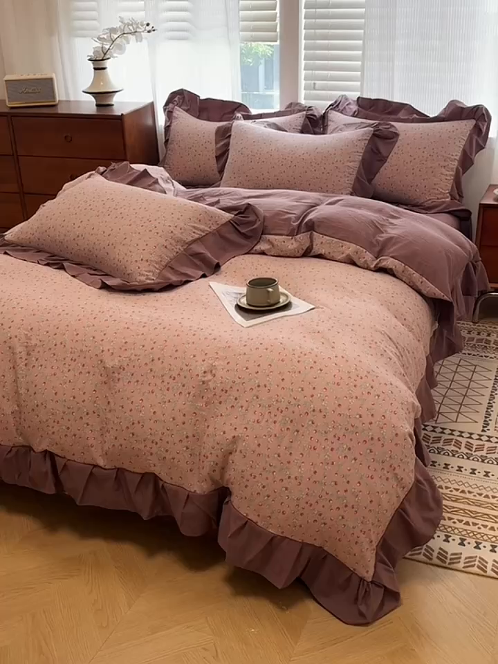 91家纺网 家纺一手货源 找家纺 芯贝儿 2025新款加厚原m有氧云感m提花四件套 樱桃季