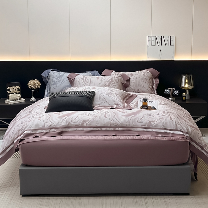 91家纺网 家纺一手货源 找家纺 2025新款直播爆款A类100支长绒棉夹棉床盖床笠四件套全棉纯棉床单加厚高端重工刺绣四季款床上用品 时漫-温妮粉