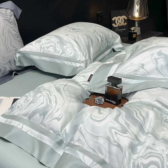 91家纺网 家纺一手货源 找家纺 2025新款直播爆款A类100支长绒棉夹棉床盖床笠四件套全棉纯棉床单加厚高端重工刺绣四季款床上用品 时漫-月石绿