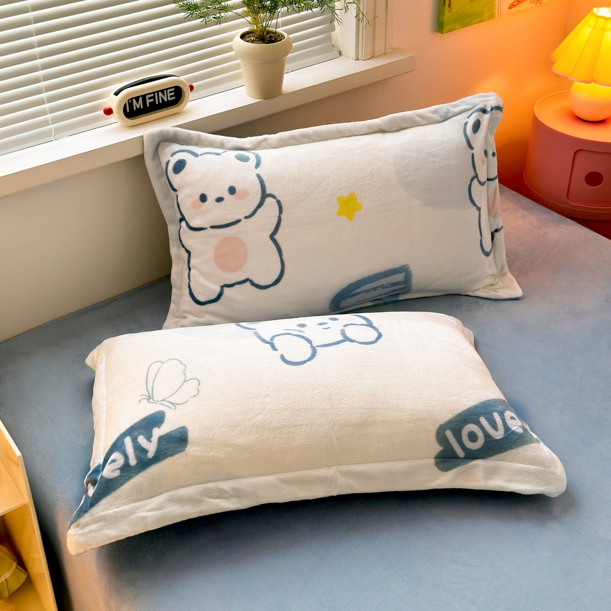 91家纺网 家纺一手货源 找家纺 铭宣 2025新款高克重牛奶绒印花保暖四件套床单床笠单被套款 爱心熊