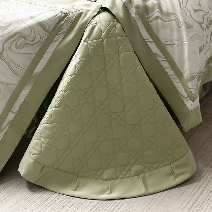 91家纺网 家纺一手货源 找家纺 2025新款直播爆款A类100支长绒棉夹棉床盖床笠四件套全棉纯棉床单加厚高端重工刺绣四季款床上用品 时漫-叶繁绿