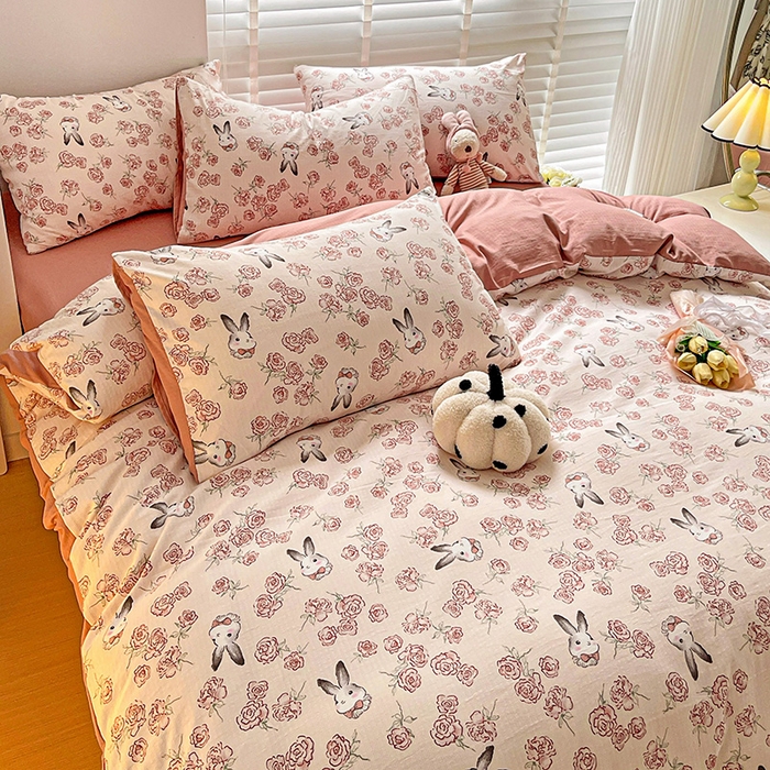 91家纺网 家纺一手货源 找家纺 （总）优选2025直播爆款超柔提花有氧小竺棉双层纱四件套