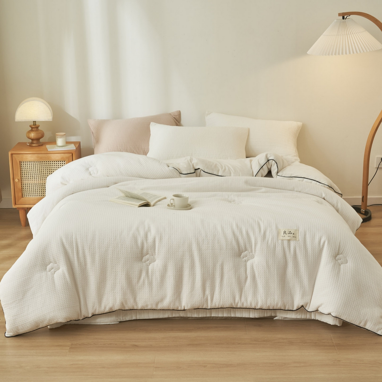 91家纺网 家纺一手货源 找家纺 子由家居 2025新款纯棉华夫格100%新疆棉花冬被被子被芯【里外纯棉】 华夫格棉花被-本白