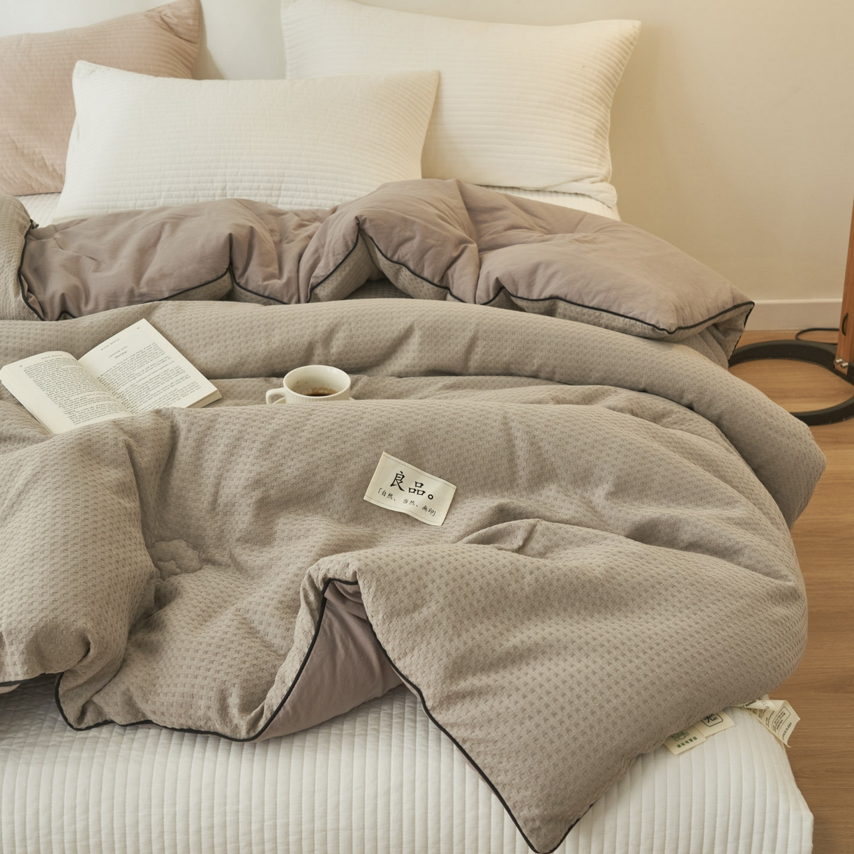 91家纺网 家纺一手货源 找家纺 子由家居 2025新款纯棉华夫格100%新疆棉花冬被被子被芯【里外纯棉】 华夫格棉花被-浅灰