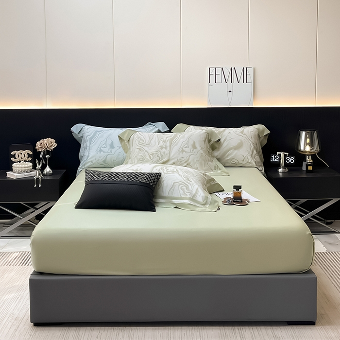 91家纺网 家纺一手货源 找家纺 2025高端轻奢A类母婴级长绒棉全工艺刺绣四件套纯棉全棉高端秋冬爆款床上用品 时漫-叶繁绿