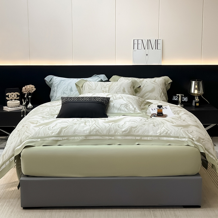 91家纺网 家纺一手货源 找家纺 2025高端轻奢A类母婴级长绒棉全工艺刺绣四件套纯棉全棉高端秋冬爆款床上用品 时漫-叶繁绿