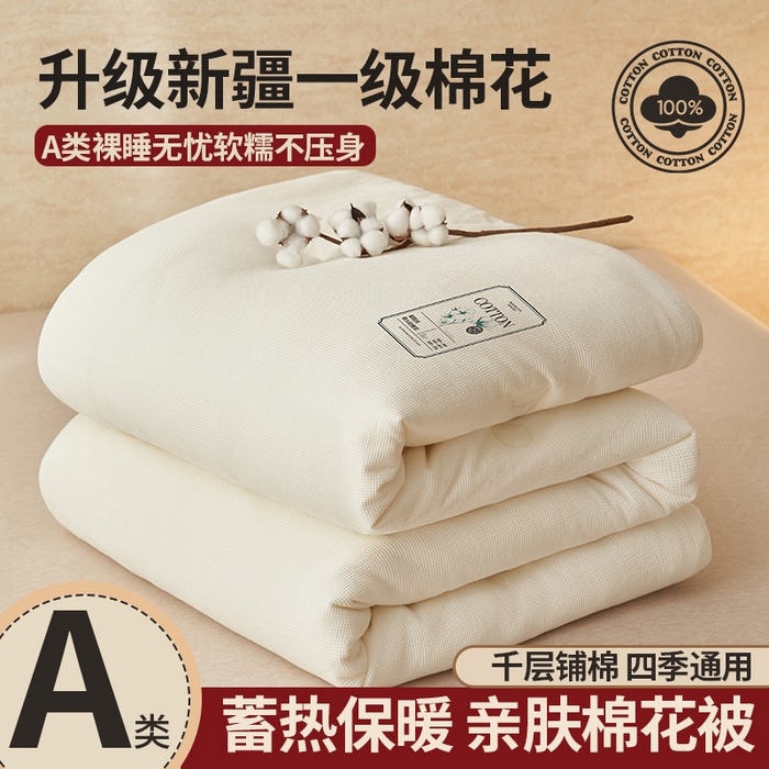 91家纺网 家纺一手货源 找家纺 （总）子由家居 2025新款纯棉微米格提花100%新疆棉花被被子被芯【里外纯棉】