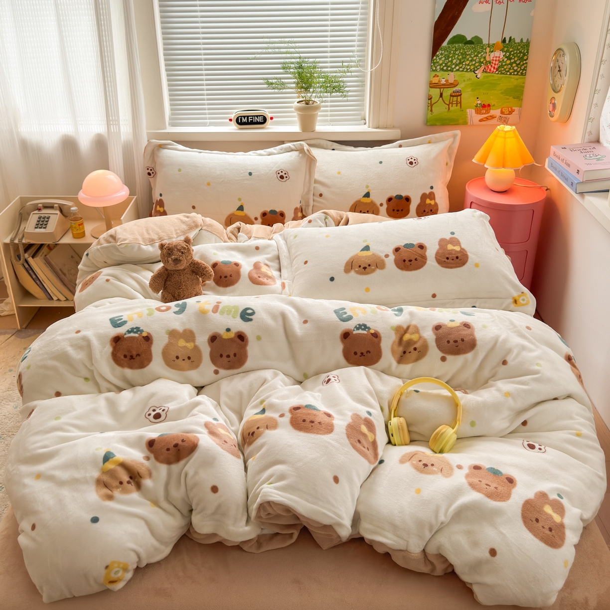 91家纺网 家纺一手货源 找家纺 铭宣 2025新款高克重牛奶绒印花保暖四件套床单床笠单被套款 欢乐颂