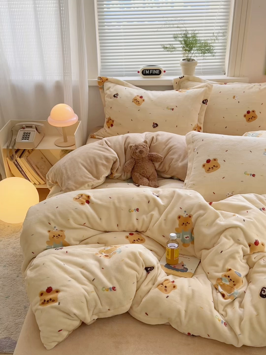91家纺网 家纺一手货源 找家纺 铭宣 2025新款高克重牛奶绒印花保暖四件套床单床笠单被套款 黄油小熊