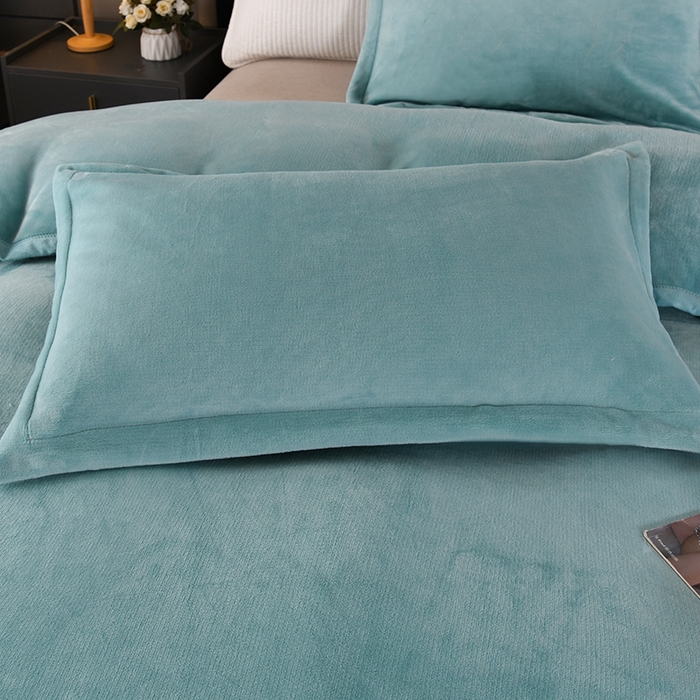 91家纺网 家纺一手货源 找家纺 栩裕纺织 2025新款牛奶绒刺绣单被套 湖蓝