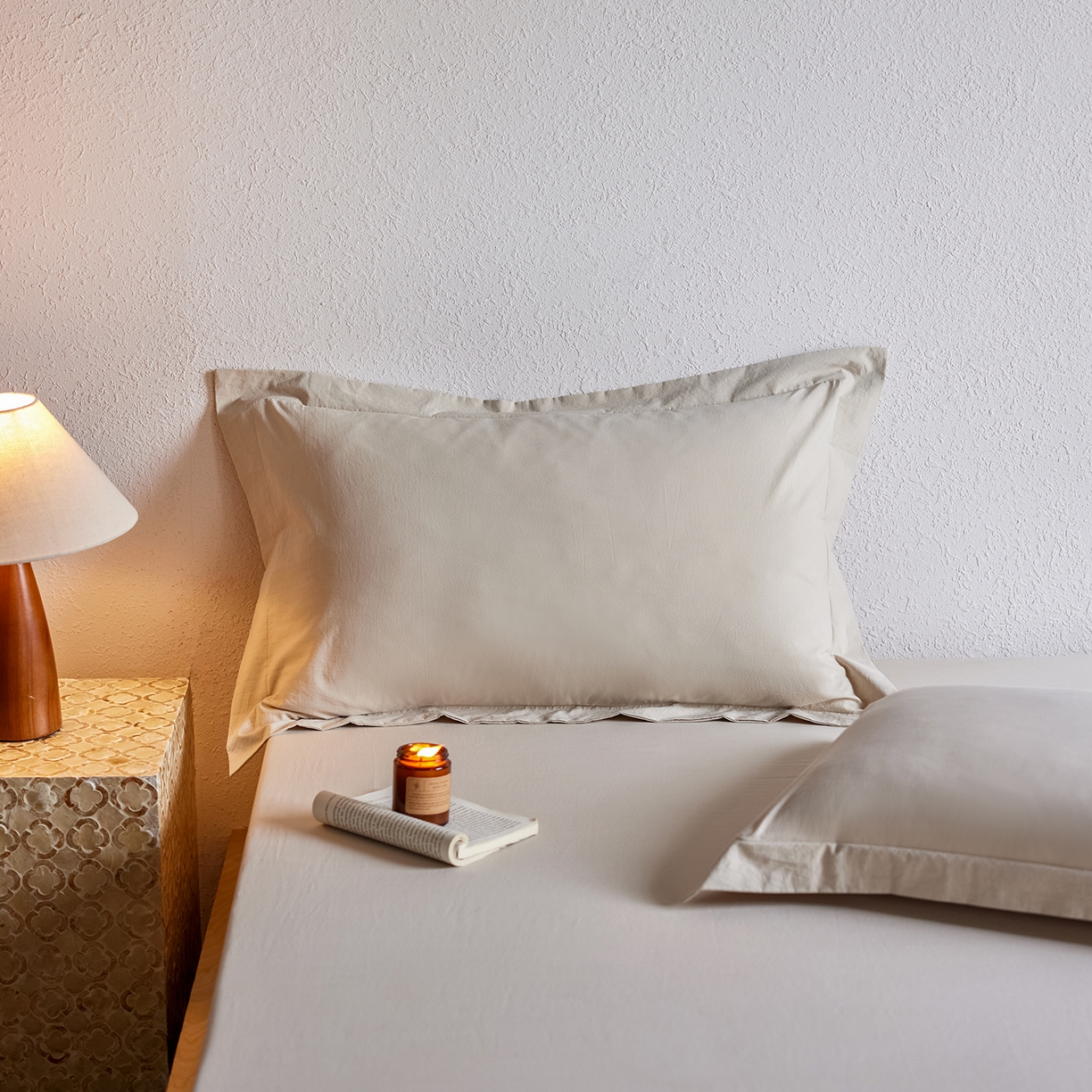 91家纺网 家纺一手货源 找家纺 轩和家居 2025新款70S砂洗长绒棉枕套 芦暖